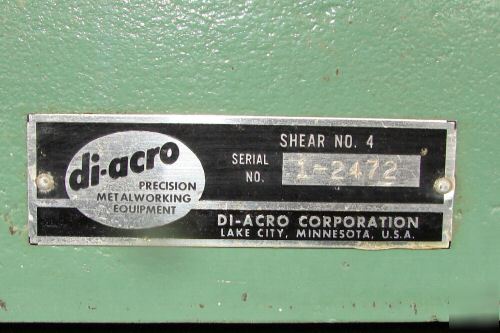 Diacro di-acro 24 no 4 sheet metal shear bench machine