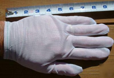 48 prs nylon inspection gloves mens no cotton lint lrg