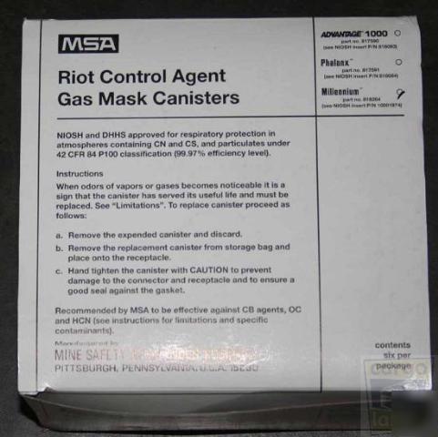 Msa 818264 riot control agent gas mask canisters
