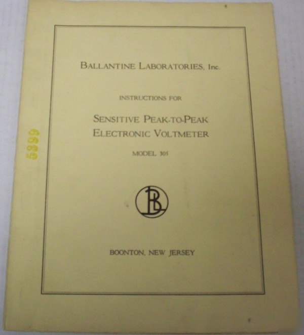 Ballantine 305 electronic voltmeter op/svc manual
