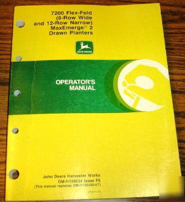 John deere 7200 maxemerge planter operator's manual jd