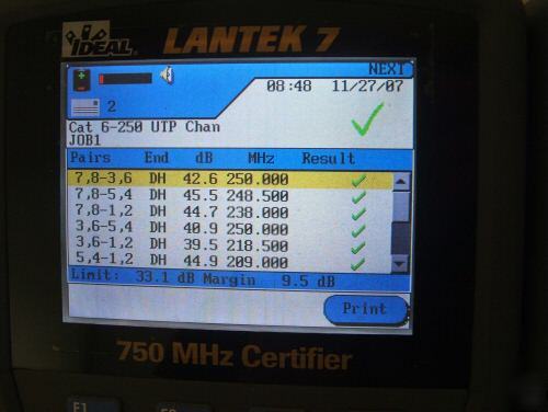 Ideal lantek 7 CAT6 750MHZ lan cable tester certifier