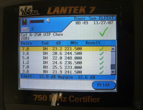 Ideal lantek 7 CAT6 750MHZ lan cable tester certifier