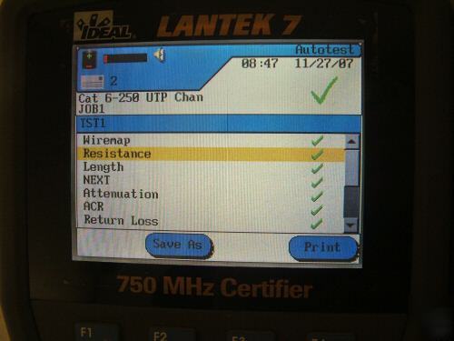 Ideal lantek 7 CAT6 750MHZ lan cable tester certifier