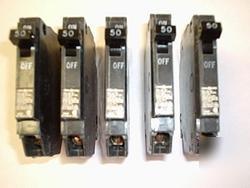 New qty 5 - 50 amp 1 pole ge THQP150 circuit breakers