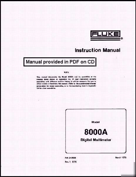 Fluke 8000A dmm service and operations manual