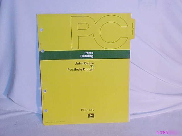 John deere no 31 posthole digger parts catalog