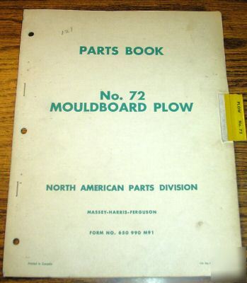 Massey ferguson 72 mouldboard plow parts catalog manual