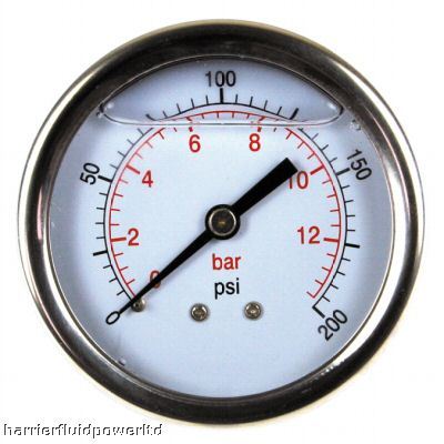 63MM hydraulic pressure gauge rear entry 0-200 psi