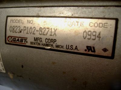 Gast 1/2 hp rotary vane compressor vacuum pump save $$$
