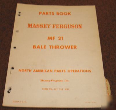 Massey ferguson 21 bale thrower parts catalog manual mf