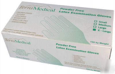 Latex powder free exam gloves - 2 boxes of 100 - xl