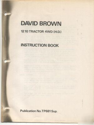 David brown 1210 tractor 4WD (h.d.) instruction manual