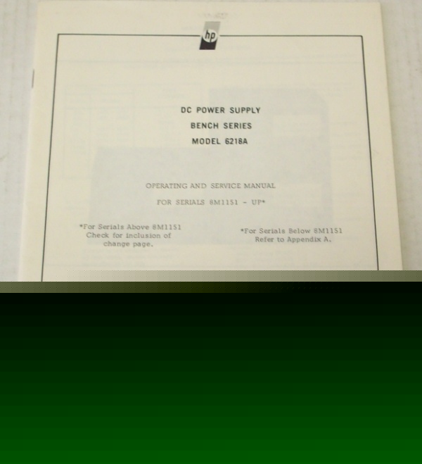 Hp 6218A dc power supply operating and service manual