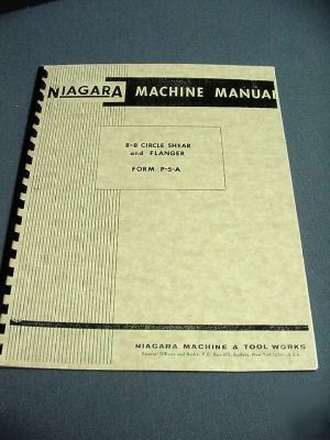 Niagara 8-8 circle shear instructions & parts list