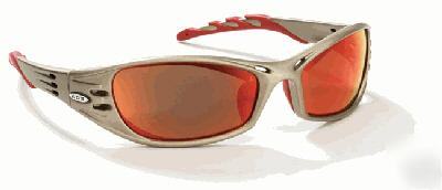 Ao safety fuel red mirror lens safety sunglasses w/ bag