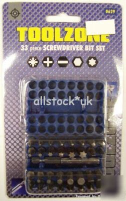 New toolzone 33PC screwdriver bit set with bit holder