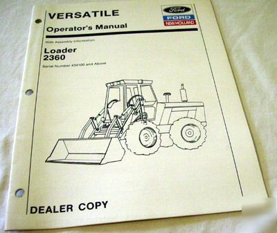 Versatile 256 276 9030 trac-2360 loader operator manual