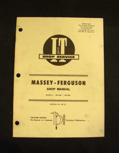 Massey-ferguson mf 1080-1085 tractor i&t shop manual'76