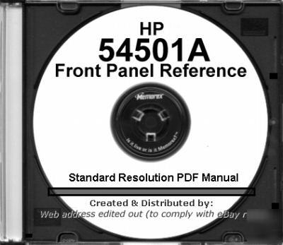 Hp 54501A HP54501A front panel reference manual 