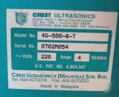 Crest ultrasonic generator 4G-500-6-T40KHZ set of three