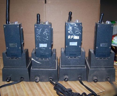4 motorola HT22D 2 way hand held radios w chargers