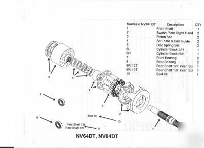 Kawasaki NV64 dt swash plate & support right hand