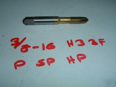 New 3/8-16 hp cnc plug tap 3 fl sp pt tin cobalt