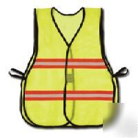 High visibility mesh vest lime/orange stripe, 2 sizes 