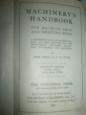 Set of two machinery's handbook 11TH and 20TH editions